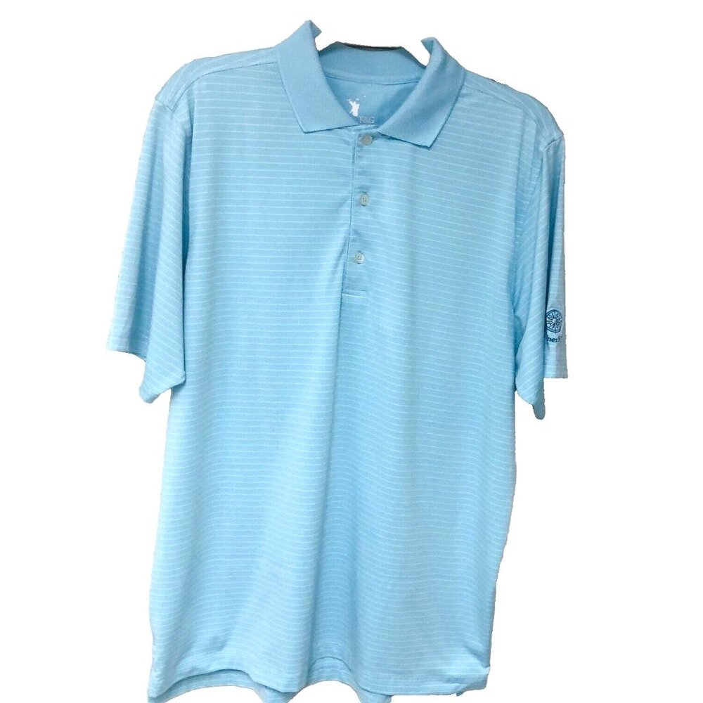 Mariner Sands Golf Shirt Men's L 48 Chest‎ Blue Striped F&G Tech